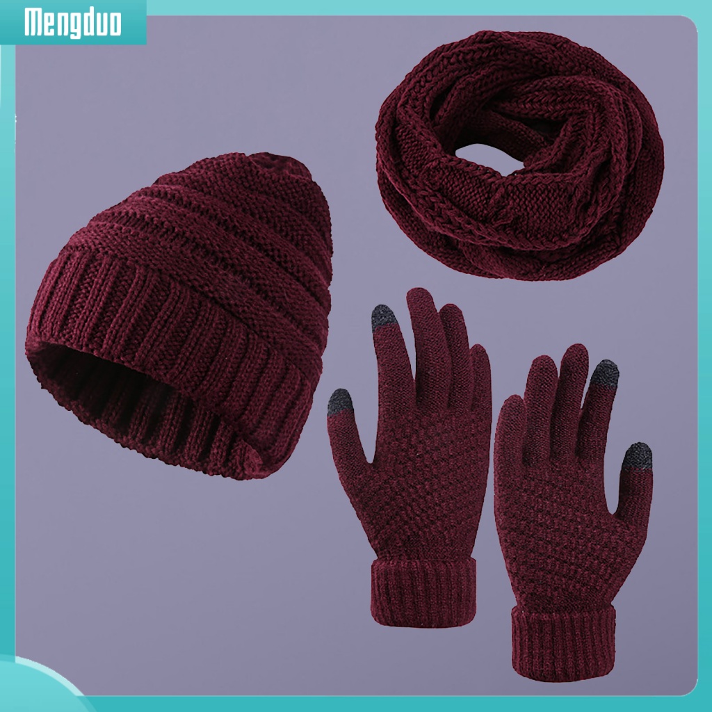 Bộ Chăn Ga Và Vỏ Gối Họa Tiết Xinh Xắn Chất Lượng| Set 3 Món Mũ beanie Khăn Choàng Găng Tay Và Găng Tay Dệt Kim Dày Co Giãn Màu Trơn Thời Trang Mùa Đông Unisex