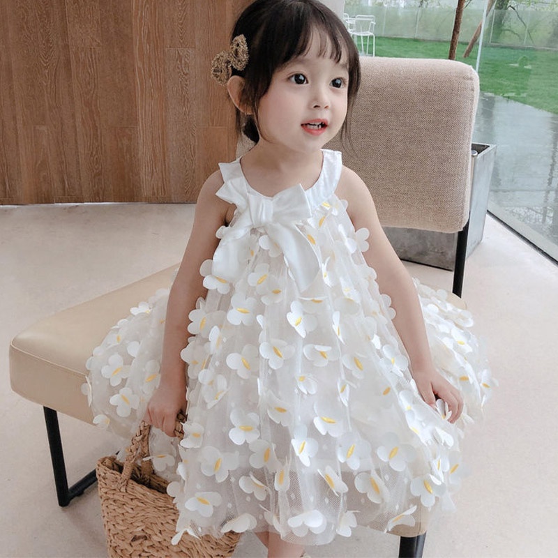 Bololo Đầm Công Chúa Không Tay Họa Tiết Bướm Xinh Xắn Dành Cho Bé Gái