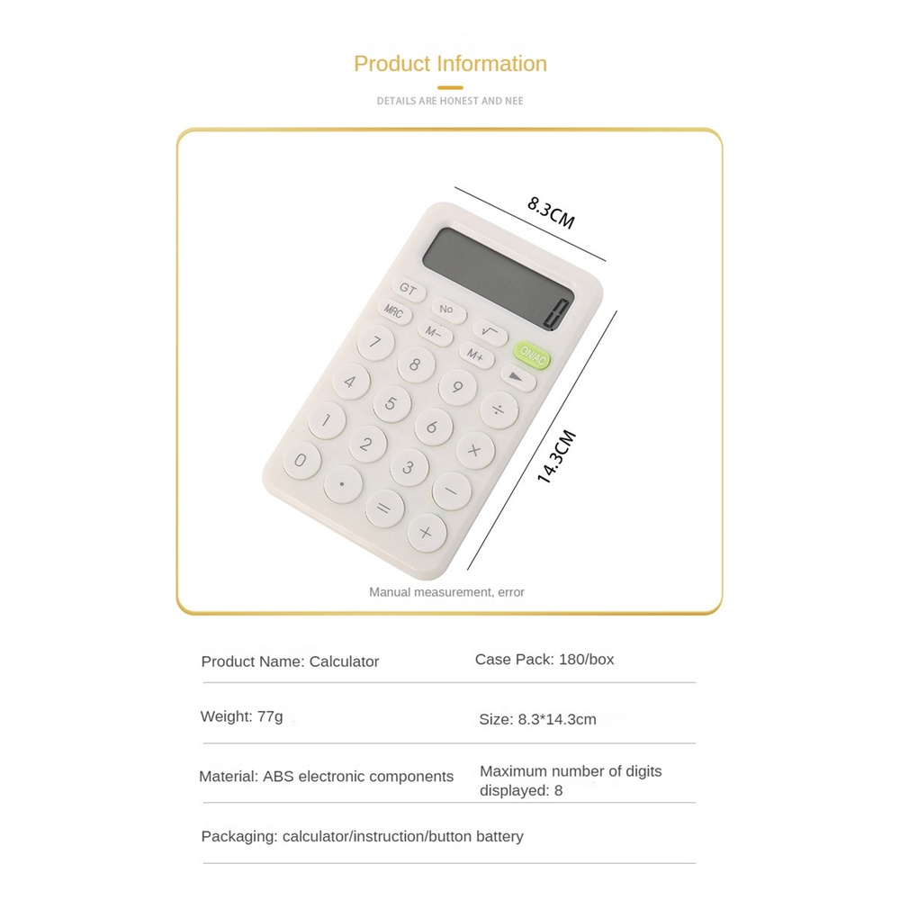 Máy Tính Mini Để Bàn 8 Chữ Số Công Cụ Kế Toán Kinh Doanh Tài Chính Nút Lớn Thích Hợp Cho Học Sinh Trường Học Đồ Dùng Doanh Nghiệp Nhỏ | Top3C01