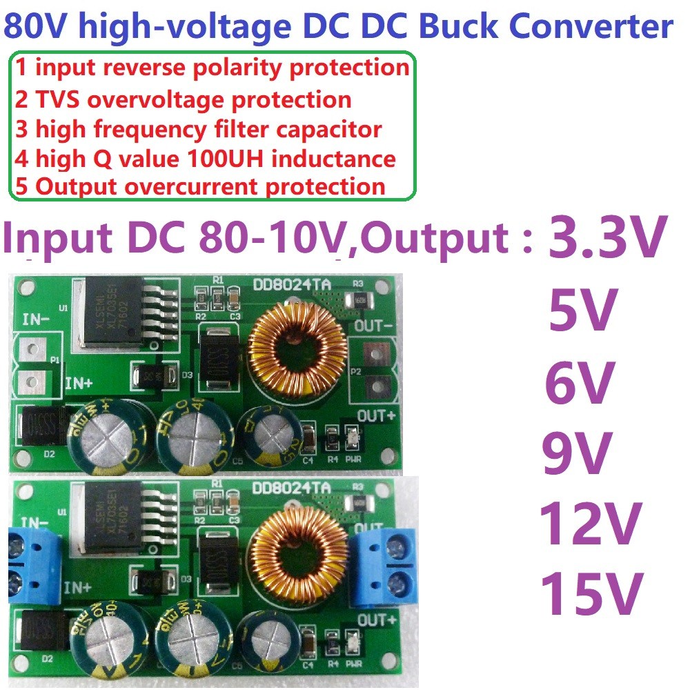 Mô Đun Hạ Áp 80V 72V 64V 60V 48V 36V 24V Sang 15V 12V 9V 6V 5V 3.3V
