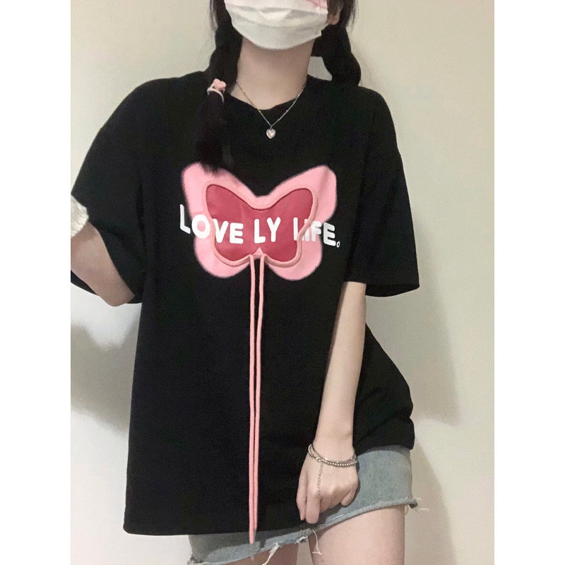 COZOK Áo Thun Tay Ngắn Dáng Rộng Thắt Nơ Hợp Thời Trang