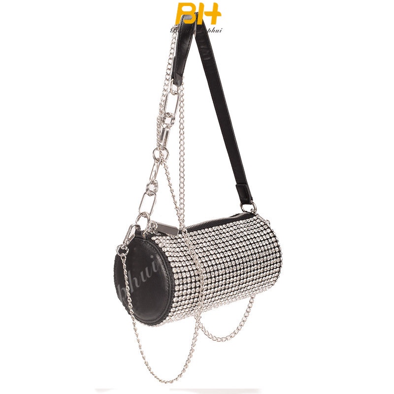 Túi Xách Đeo Vai Hình Trụ Phối Dây Xích Thời Trang Mùa Hè Dành Cho Nữ