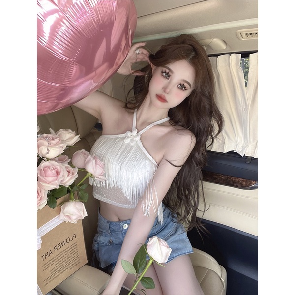 Nzn Áo hai dây Cổ Yếm Trơn Khoét Sâu Gợi Cảm Thời Trang Cho Nữ