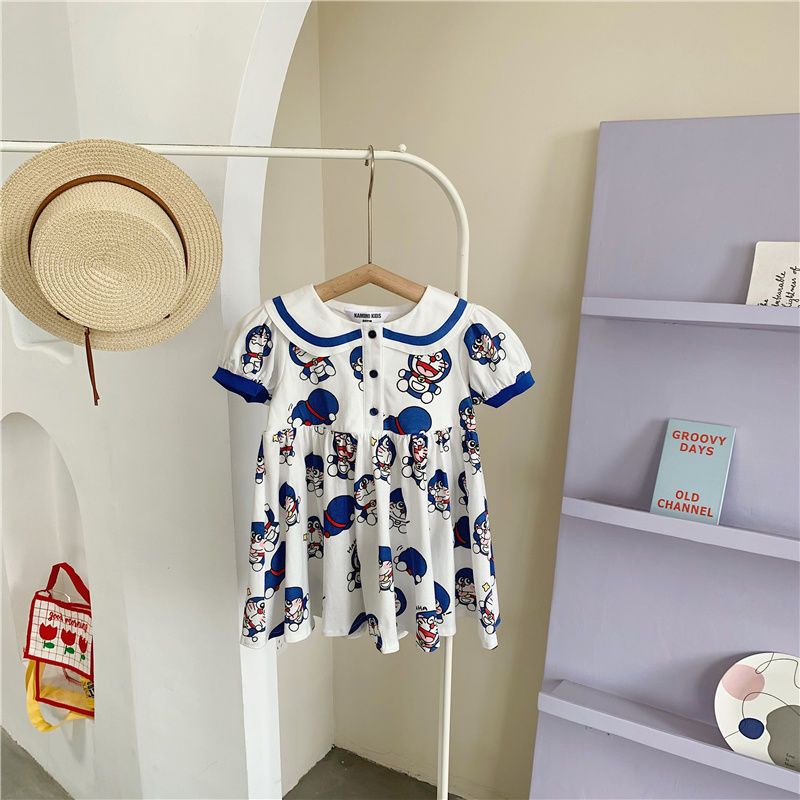 Áo Thun Tay Ngắn In Hình Doremon Dễ Thương Thời Trang Mùa Hè Cho Bé Gái
