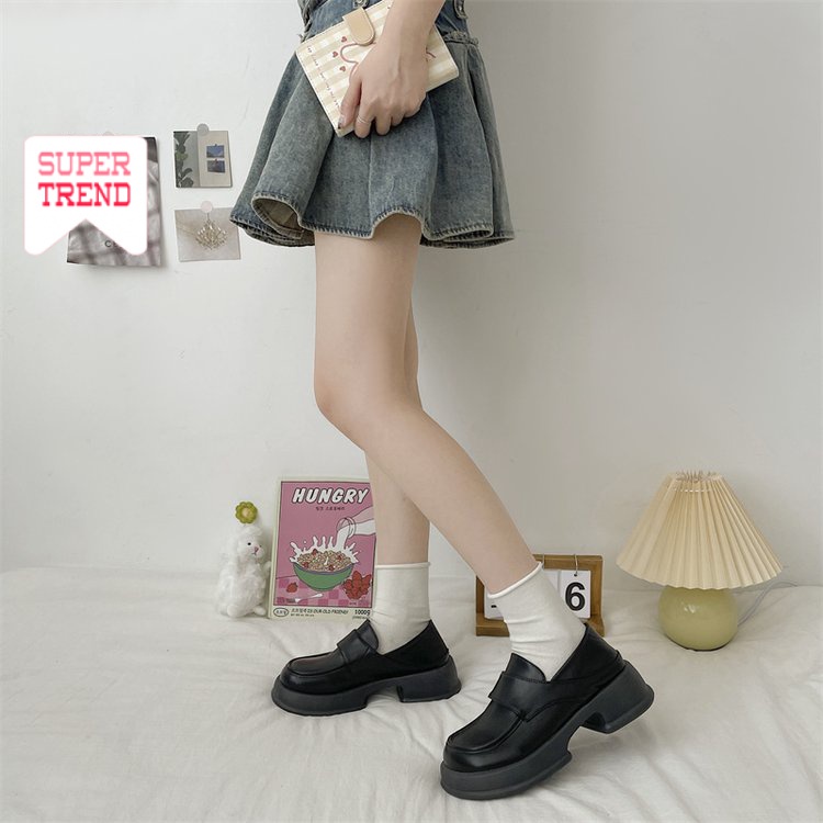 Giày Mary Jane Mũi Tròn Màu Trơn Đơn Giản Thoải Mái Hợp Thời Trang