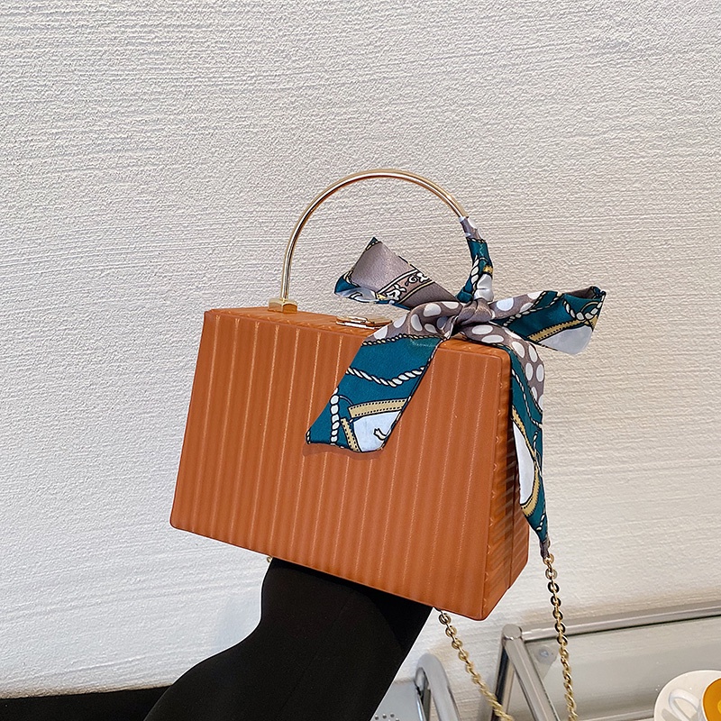 Túi Đeo Vai Hình Vuông Cỡ Nhỏ Bằng Lụa Phối Dây Đeo Sợi Xích Phong Cách Hàn Quốc Thời Trang Cho Nữ