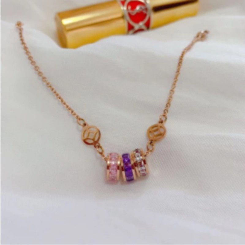 Vòng Tay Đính Đồng Xu Ba Màu Bằng Thép Không Gỉ Thời Trang Năng Lượng Cho Học Sinh Nữ