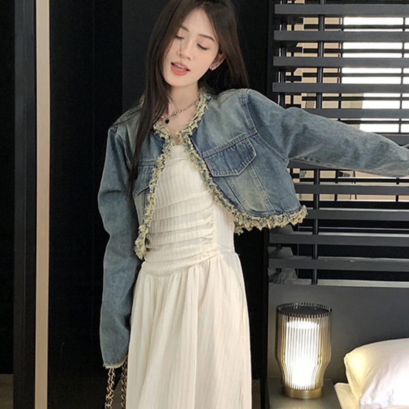 IELGY   Bộ Đầm Ống Và Áo Khoác denim Dáng Rộng Phong Cách Mỹ Cho Nữ [Đặt Hàng Riêng Biệt]
