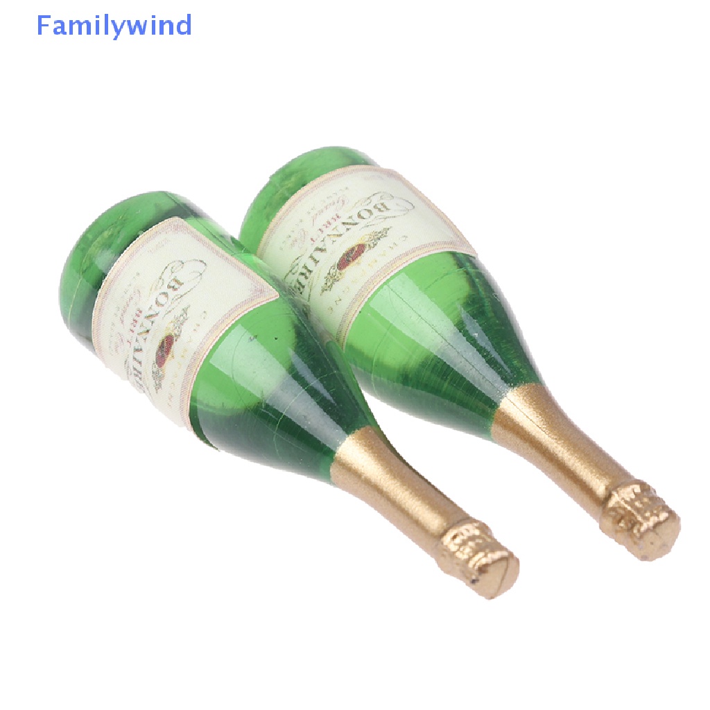 Set 2 Chai Rượu Champagne Mini Tỉ Lệ 1 / 12 Dùng Để Trang Trí Nhà Búp Bê