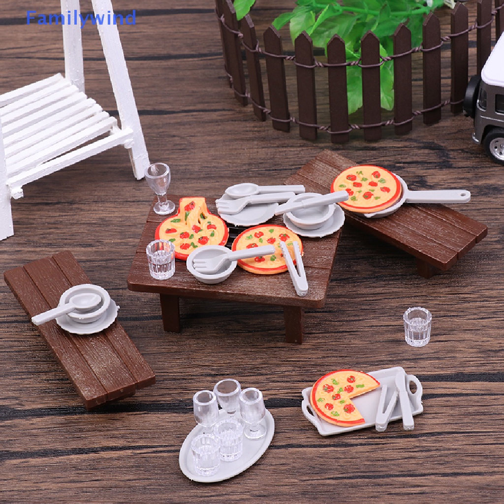 1 Bộ Bàn Ăn + Muỗng + Nĩa + Khay Nướng Bbq Trang Trí Nhà Búp Bê Tỉ Lệ 1: 12