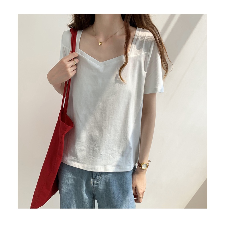 Áo thun SUXI tay ngắn dáng rộng thiết kế đơn giản thời trang mùa hè cho nữ