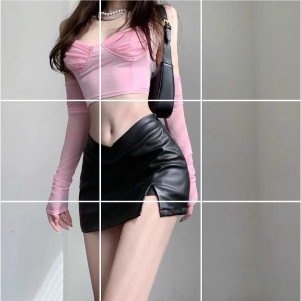 Chân Váy Da pu Lưng Cao Dáng Ôm Phong Cách Hong Kong Thời Trang Cho Nữ