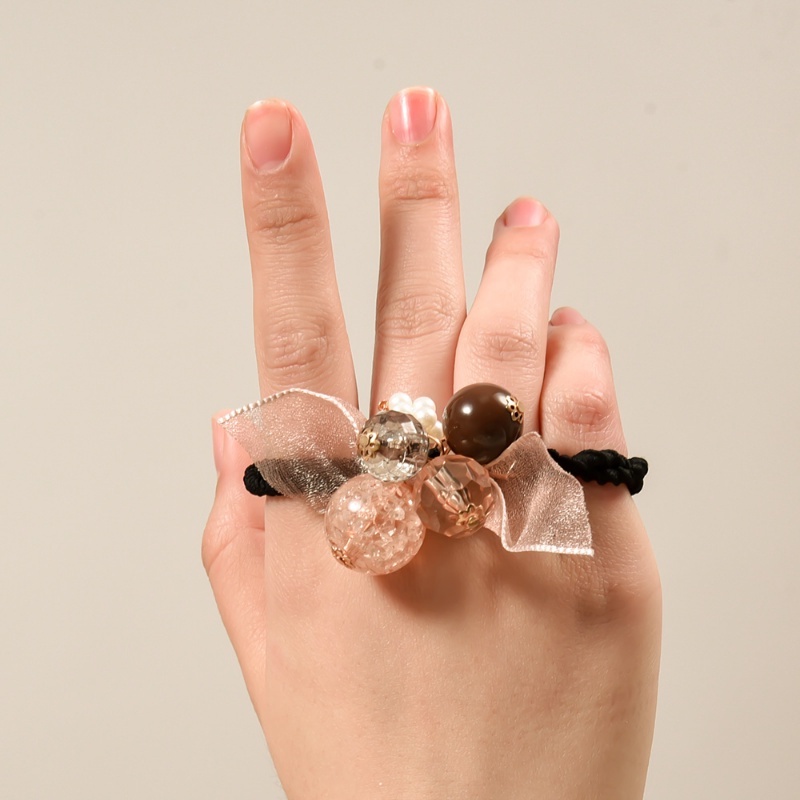 Dây Cột Tóc Ruy Băng Đính Hạt Ngọc Trai Nhân Tạo Co Giãn Thời Trang Hàn Quốc