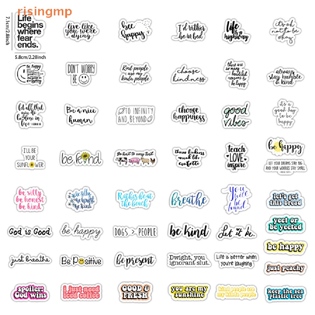 Set 50 Sticker Dán Laptop / Máy Tính In Câu Trích Dẫn Tiếng Anh