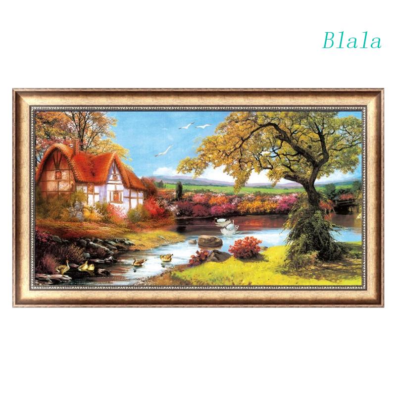 Tranh Thêu Chữ Thập Đính Đá Kim Cương 5D DIY Hình Vẽ Ngôi Nhà