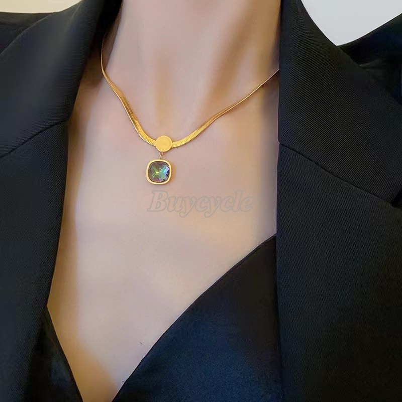 (MớI) Vòng cổ HợP Kim HìNh Vuông ĐíNh Đá NhiềU