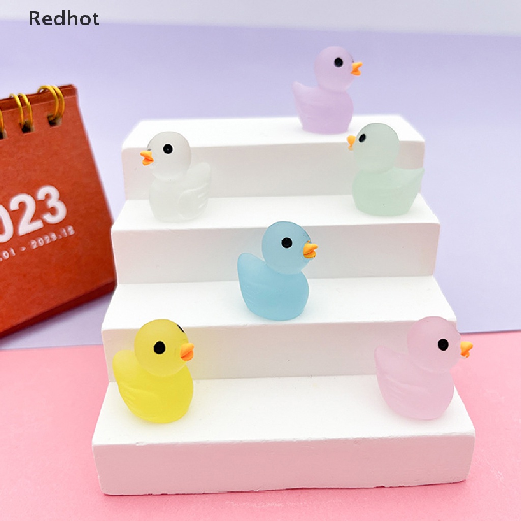 &lt; Redhot &gt; Bộ 5 Vịt Đồ Chơi Phát Sáng Trong Bóng Tối Trang Trí Bằng Nhựa Resin Dễ Thương