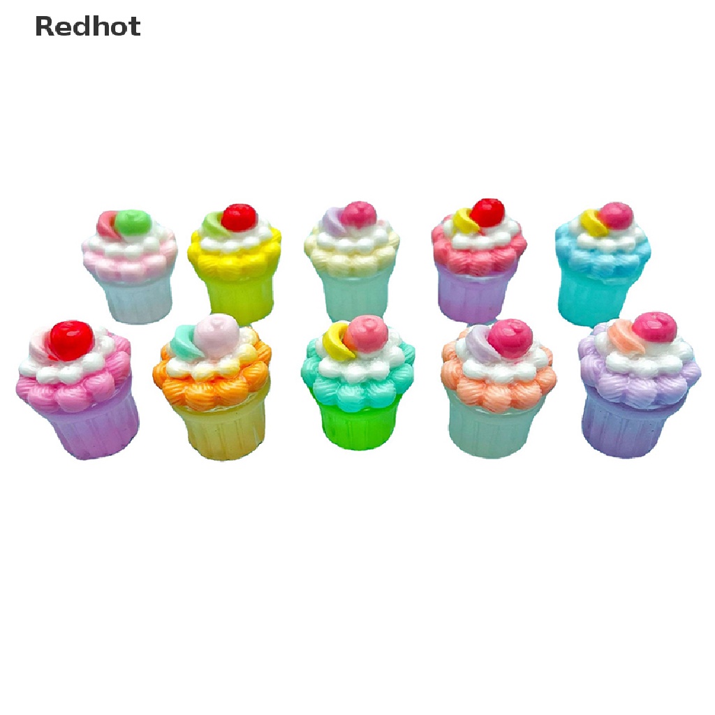 < Redhot > Bộ 2 Đồ Chơi Mô Phỏng Cốc Bánh Kem Phát Sáng Bằng Nhựa Resin Dễ Thương Trang Trí Nội Thất