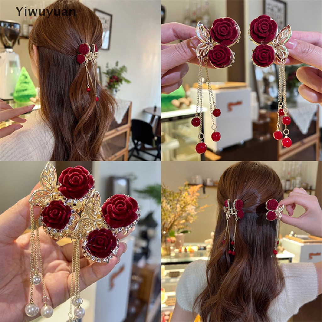 Kẹp Tóc Hoa Hồng Kim Loại Đính Đá Thời Trang Cho Nữ