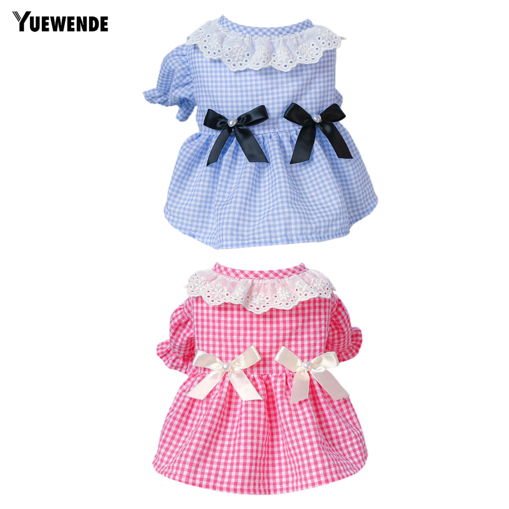 Yue.z Đầm Cổ Tròn Hai Lớp Họa Tiết Kẻ Sọc Đính Nơ Thời Trang Mùa Hè Bắt Mắt Dành Cho Thú Cưng