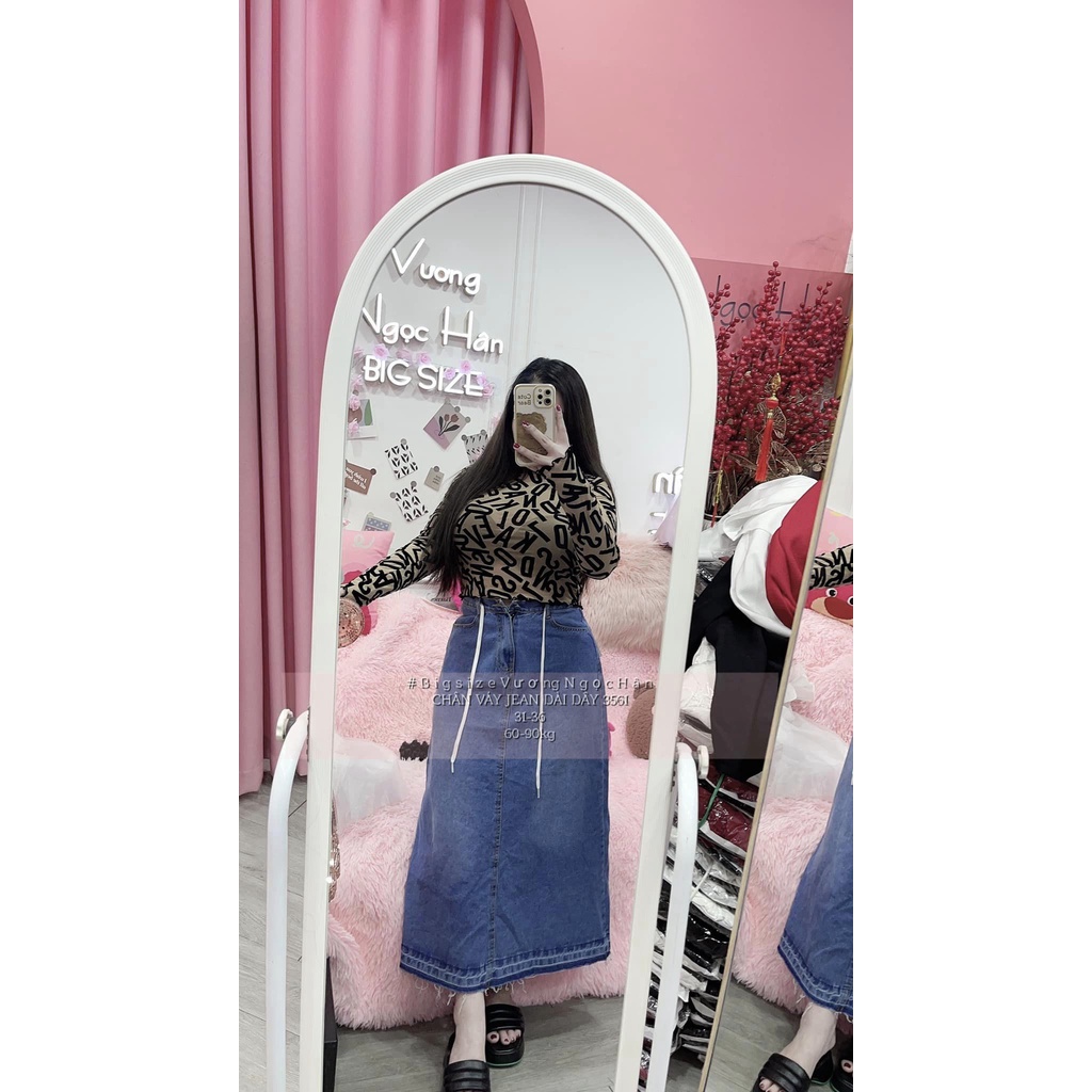 60-90KG CHÂN VÁY JEAN DÀI DÂY 3561 BIGSIZE VƯƠNG NGỌC HÂN