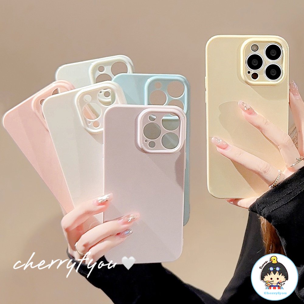 Ốp Điện Thoại TPU Mềm Chống Trầy Màu Trơn Bảo Vệ Ống Kính Máy Ảnh Cho IPhone 11 12 13 14 Pro Max