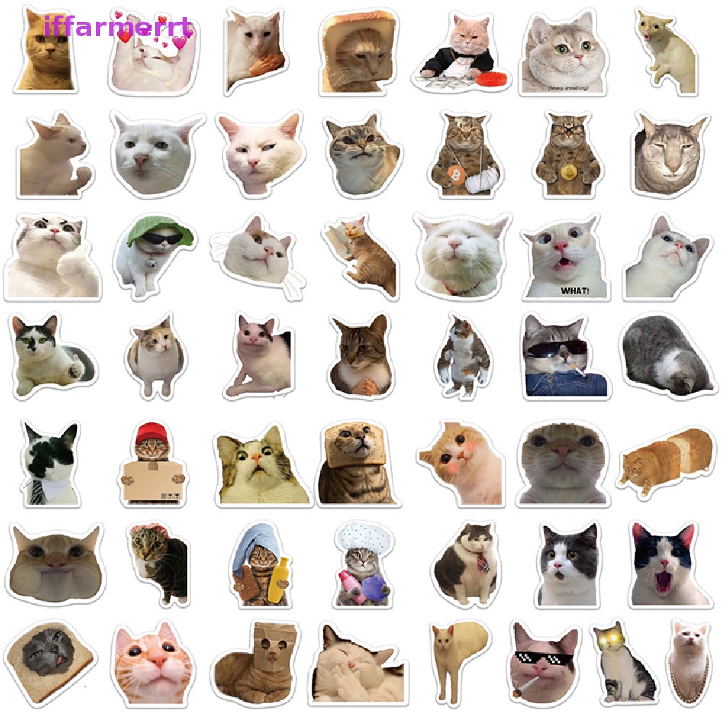 50 Sticker Hình Mèo MEME Trang Trí Sổ Tay Cho Trẻ Em