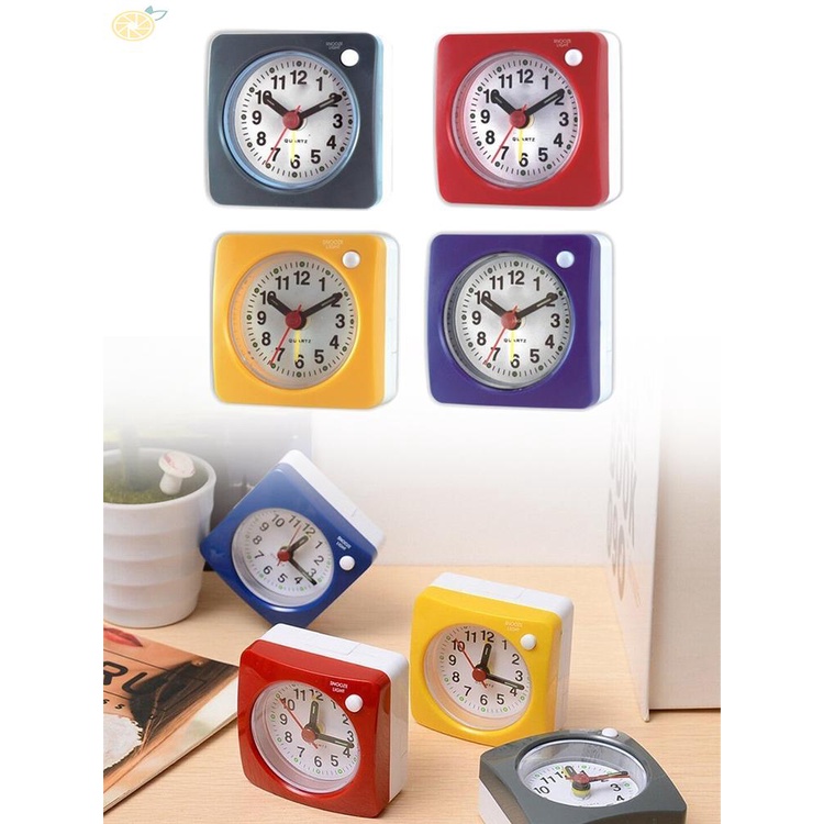 【VARSTR】1* Quartz Alarm Clock With Night Light No Tick Silent Bedside Clocks 6x3.4x6cm