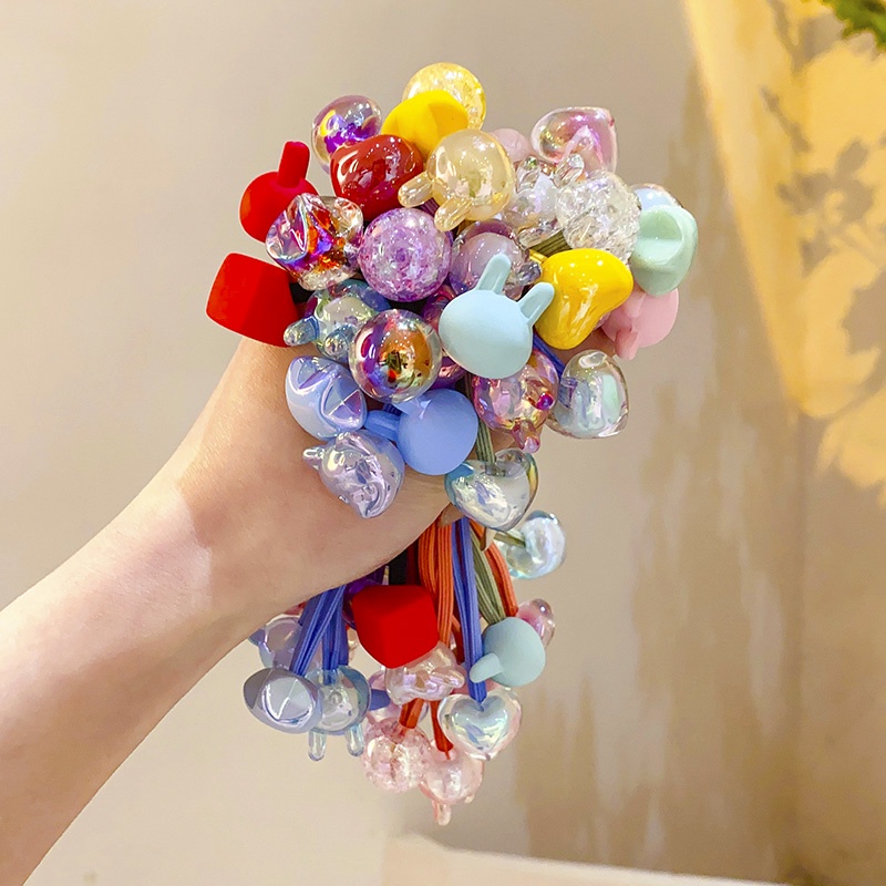 Dây Buộc Tóc Cao Su Co Giãn Hai Đầu Màu Sắc Kẹo Ngọt Phong Cách Hàn Quốc Cho Nữ