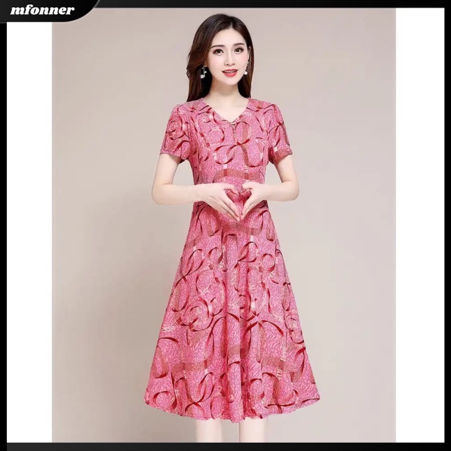 Đầm Hoa Tay Ngắn Cổ Chữ V Thời Trang Dành Cho Nữ