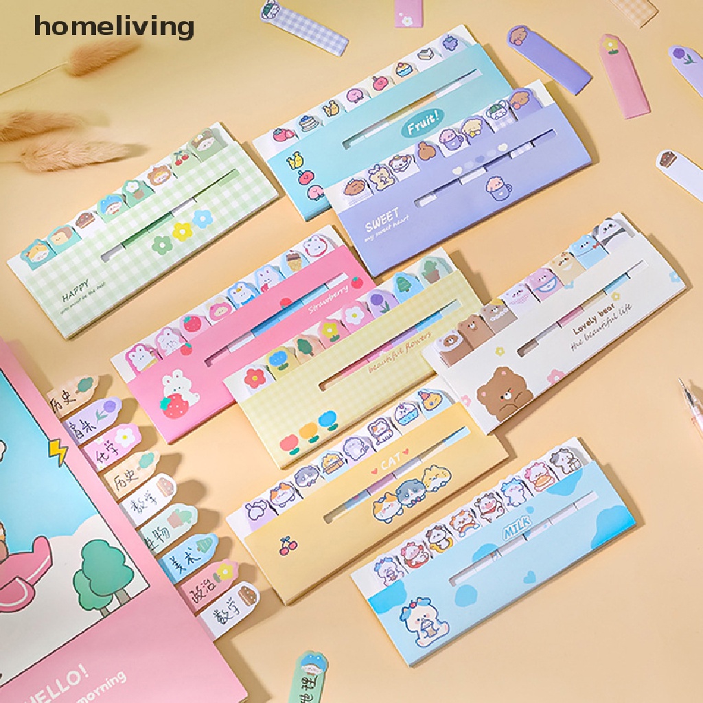 Bộ 120 Tờ Giấy Dán Đánh Dấu Trang Sách Hình Động Vật Dễ Thương