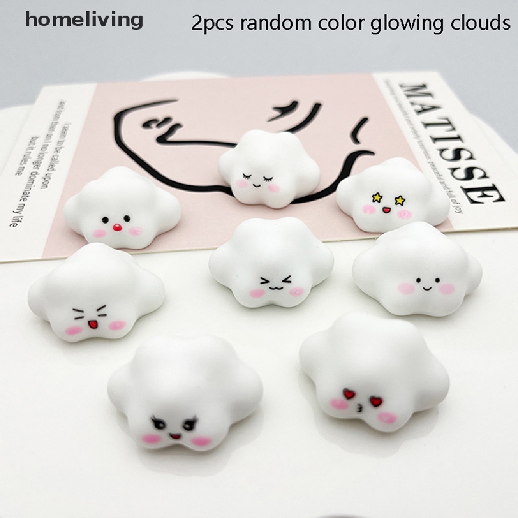 Bộ 2 Phụ Kiện Trang Trí Hình Đám Mây 3D Bằng Nhựa Resin Dạ Quang Dễ Thương DIY