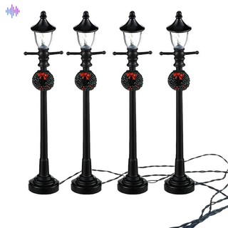 Bộ 4 mô hình đèn đường mini dùng trang trí giáng sinh b012