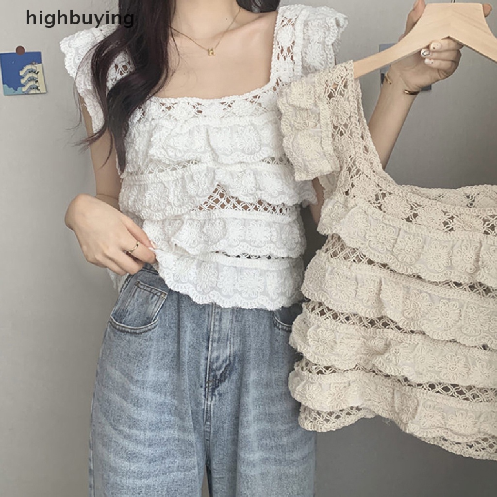 Áo Dệt Kim Cổ Vuông Phối Bèo Thêu Họa Tiết Thổ Cẩm Xinh Xắn Cho Nữ