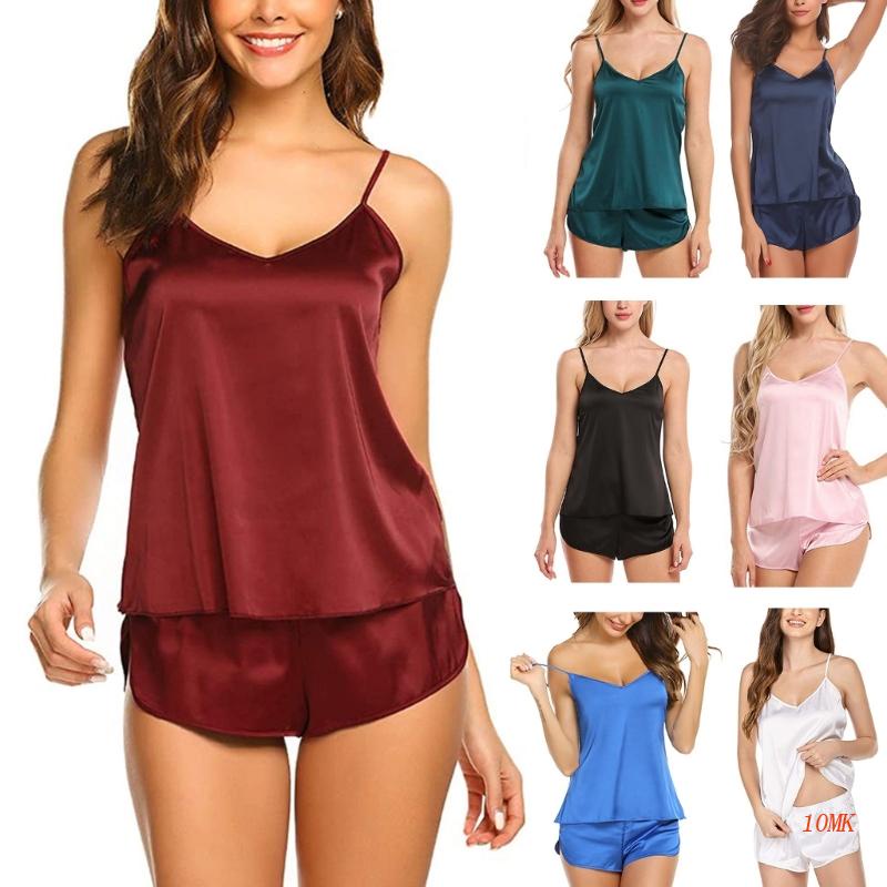 Bộ Đồ Ngủ Áo Tank Top Phối Quần Short Thời Trang Mùa Hè 2023 Quyến Rũ Cho Nữ