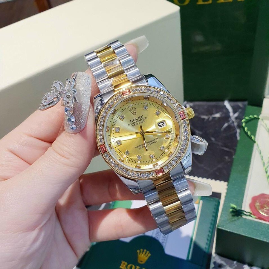 Đồng hồ nam máy nhật mặt size 40mm đá màu, dây thép 904L không rỉ CAO CẤP