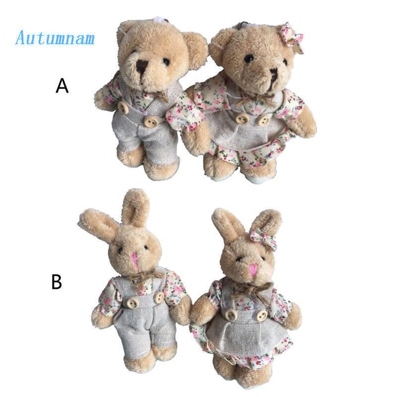 Set 2 Móc Khóa Gấu / Thỏ Nhồi Bông Dễ Thương Cho Nữ