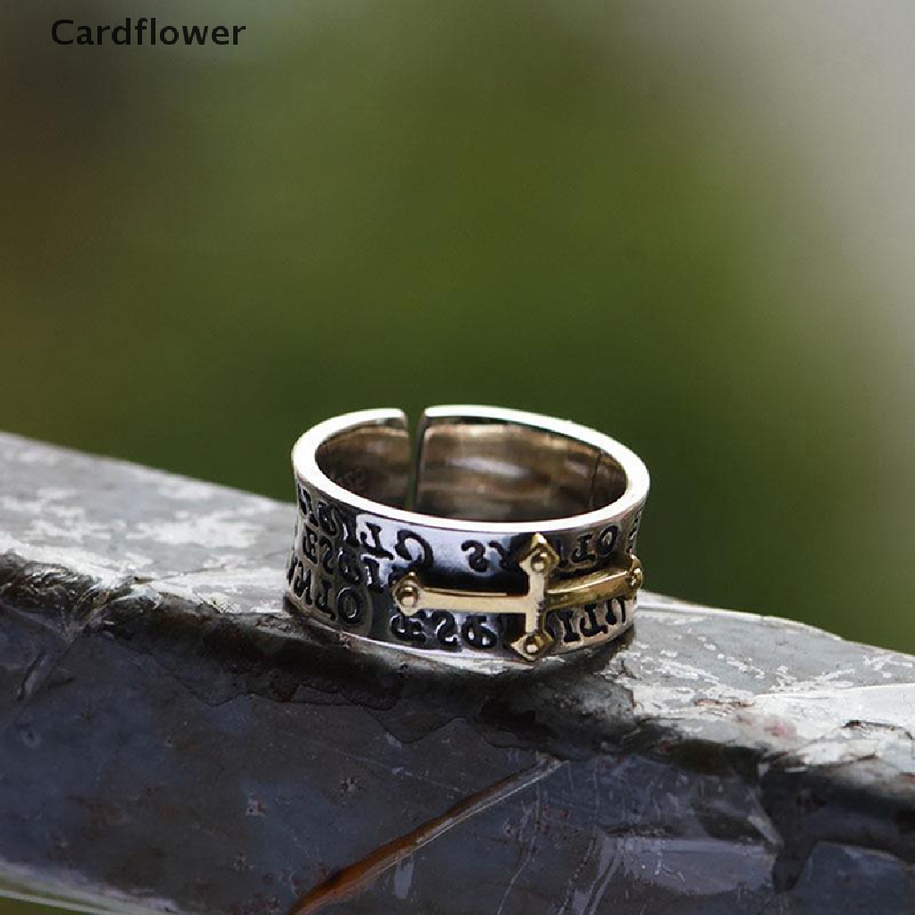< Cardflower > Nhẫn Hở Hình Thánh Giá Phong Cách Retro Thời Trang Có Thể Điều Chỉnh Làm Quà Tặng Cho Nam