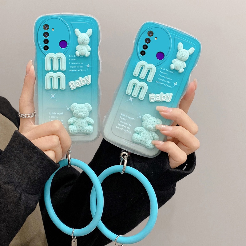 Ốp lưng Realme 5 Ốp Điện Thoại Ba Chiều Viền Lượn Sóng Hình Búp Bê Kèm Dây Đeo Cho Realme 5 Case Realme 5i 5s C3 6i
