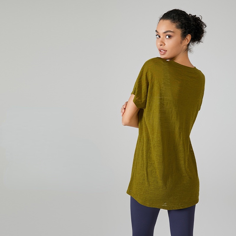 Áo Thun Thể Thao Tay Ngắn 2 Cách Mang Dáng Dài Thoáng Khí Thời Trang Năng Động