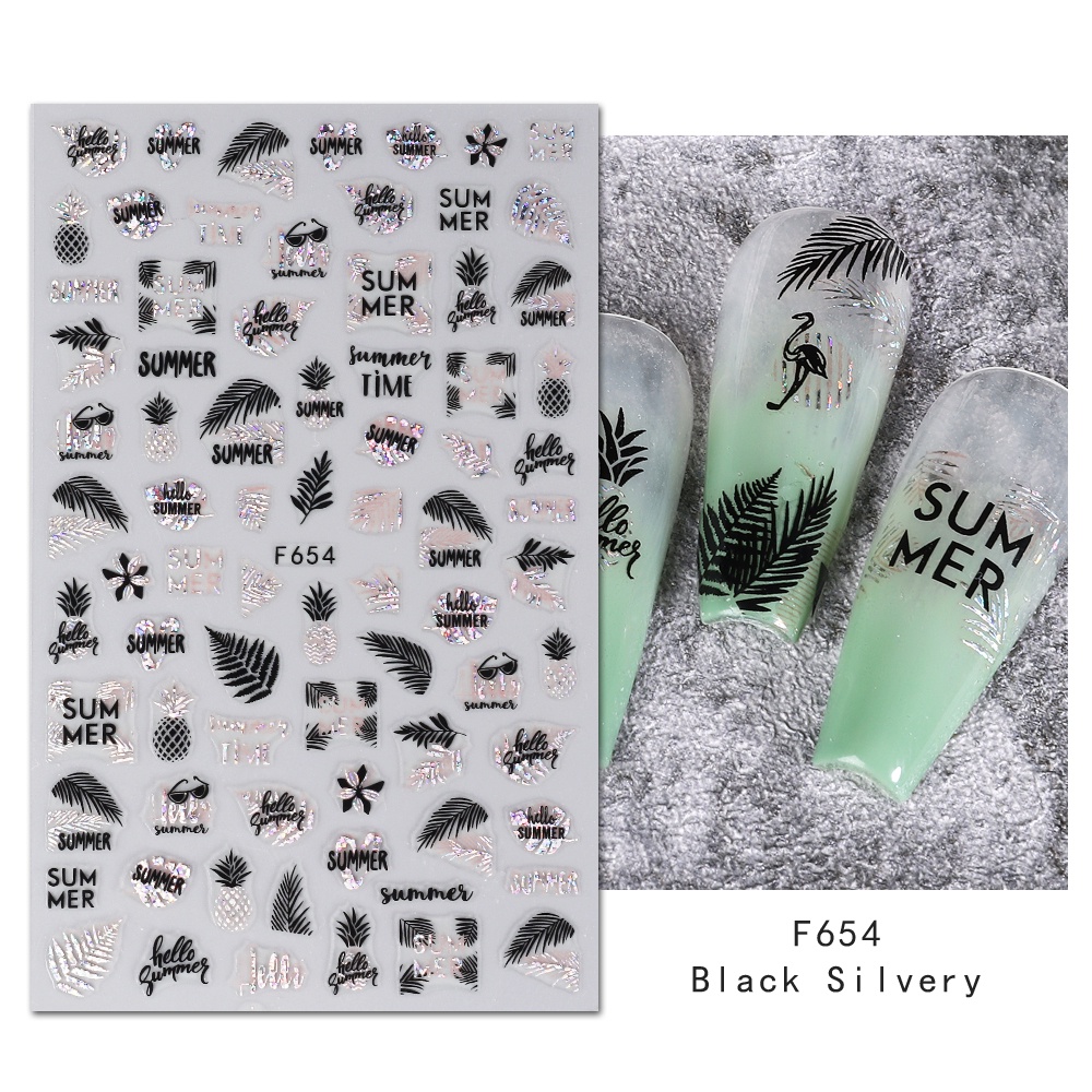 Miếng Dán Trang Trí Móng Tay Hai Màu Sắc Lấp Lánh