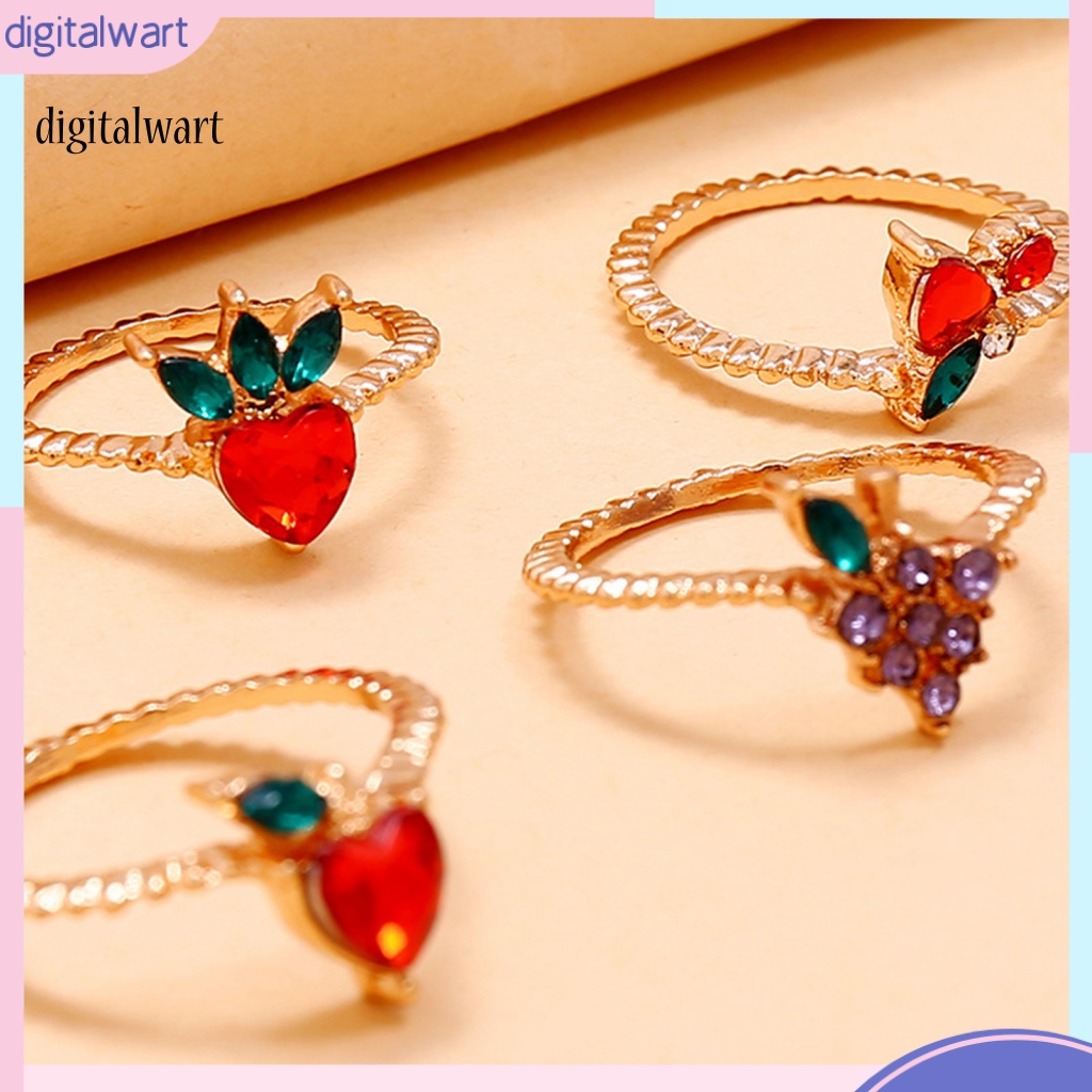 Kỹ Thuật Số| Set 11 Nhẫn Đeo Khớp Ngón Tay Hình Trái Cây Đính Đá Xinh Xắn Dành Cho Nữ
