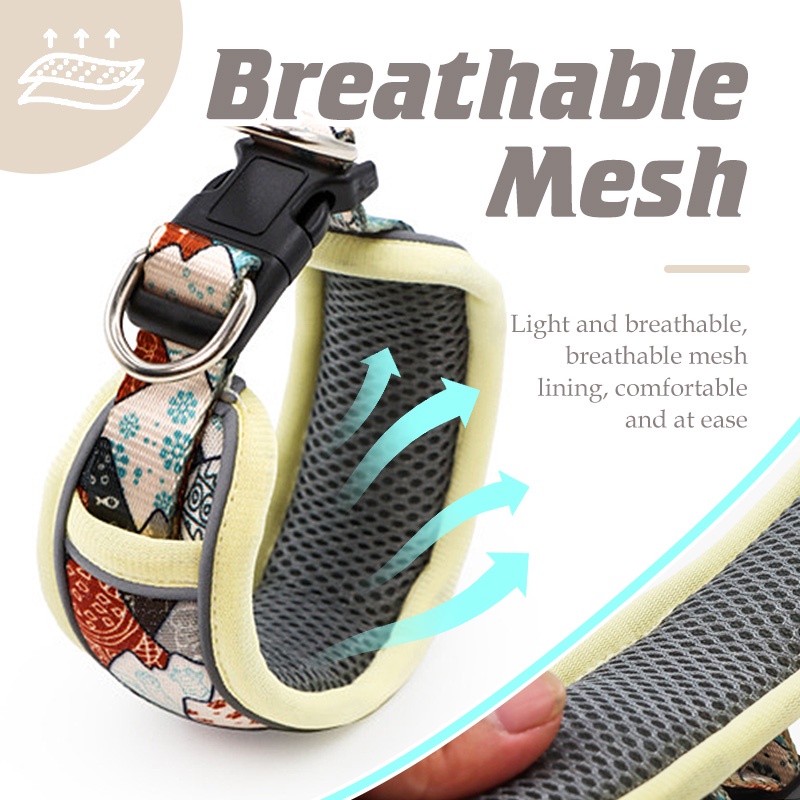 HamshMoc Vòng Cổ Lưới Nylon Mềm Mại Thoáng Khí Có Khóa Mạnh Mẽ Dành Cho Cún Cưng