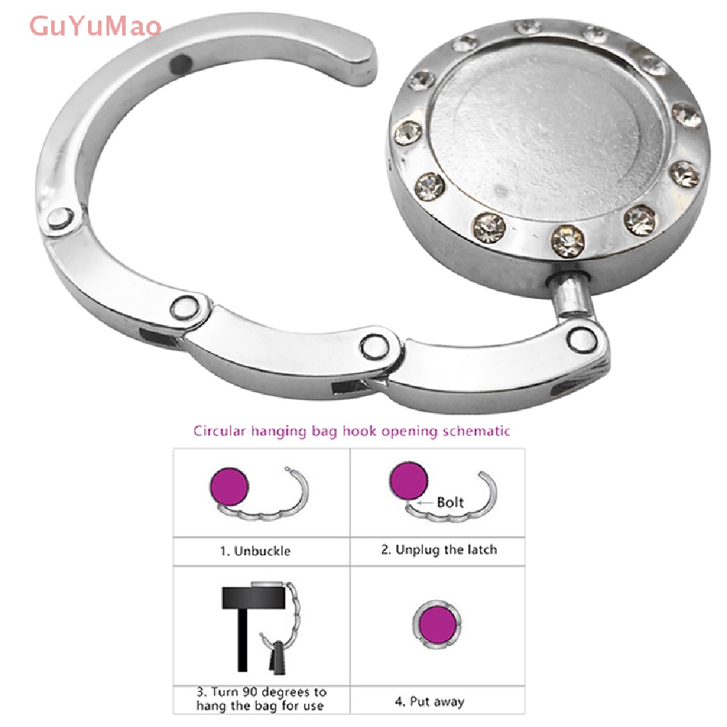 1 Móc Treo Túi Xách Gấp Được Hình Tròn Bằng Pha Lê