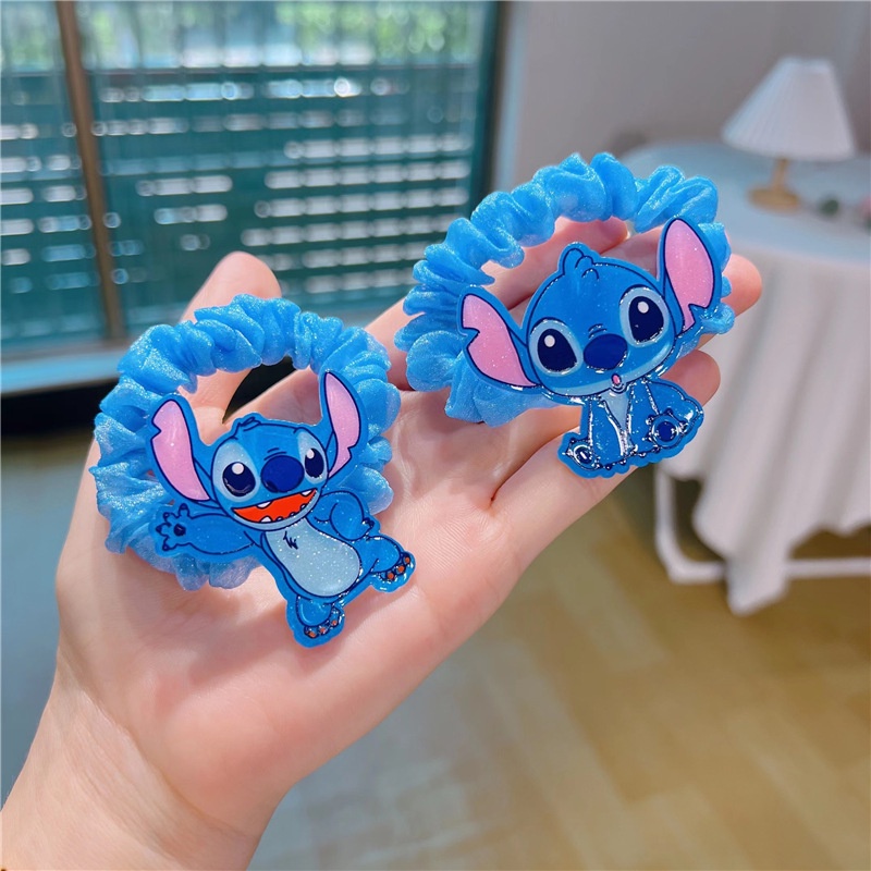 Set 1 / 5 / 105 Nhân Vật Hoạt Hình Disney Xinh Xắn &amp; Kẹp Tóc Cao Su Họa Tiết Stitch Hoạt Hình Đáng Yêu Dành Cho Bé Gái