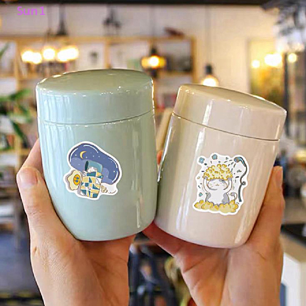 Set 1: 40 Miếng Dán PVC Hình Mèo Hoạt Hình Trang Trí Vali Đàn Guitar