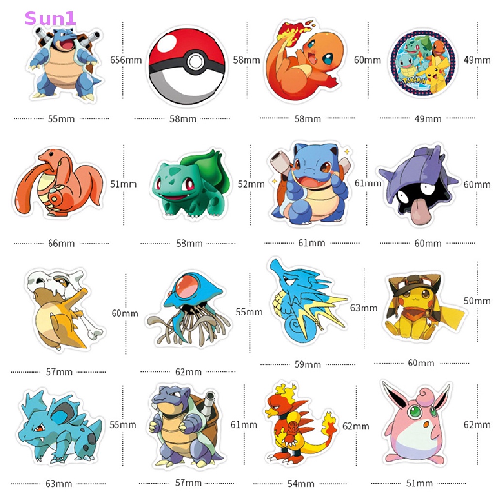 Set 50 Sticker Dán Trang Trí Hình Hoạt Hình Pokemon Đáng Yêu