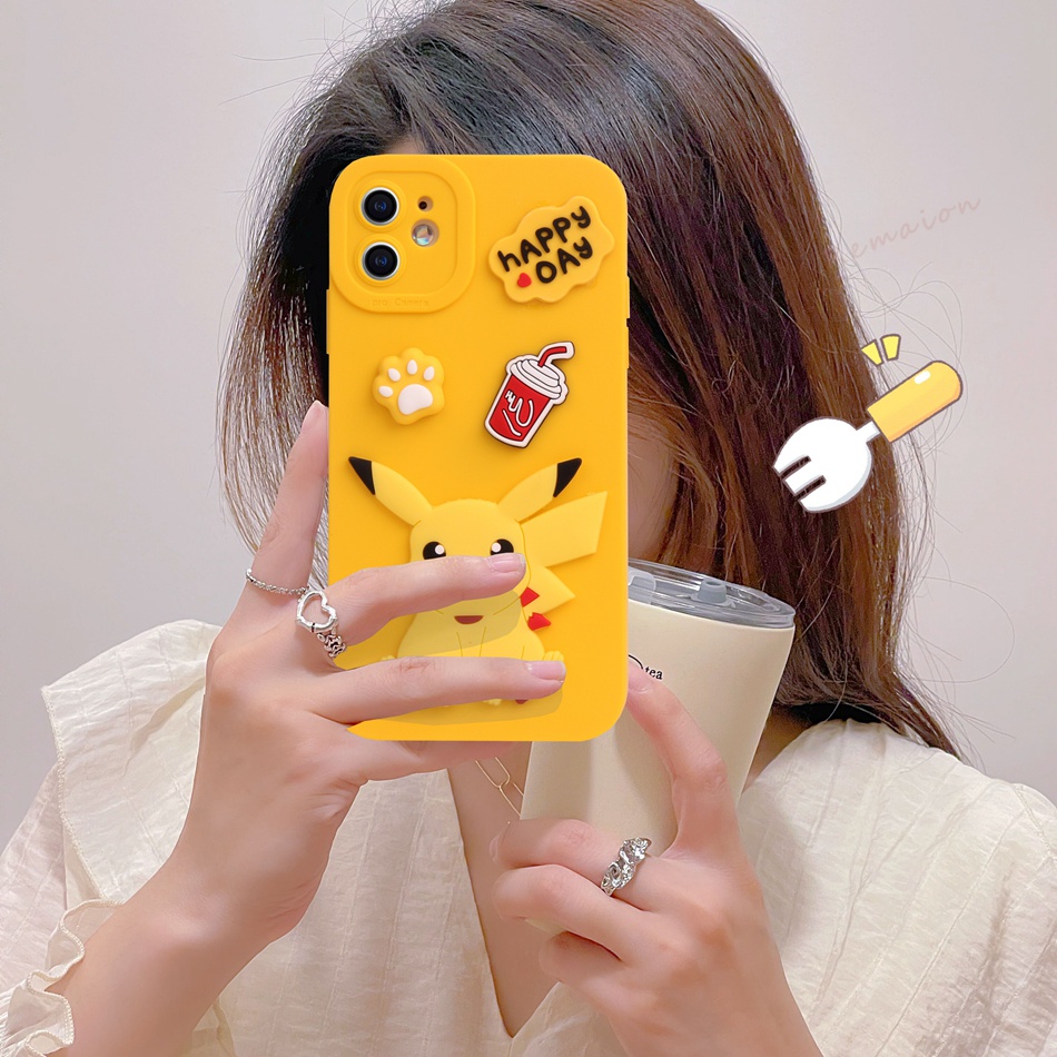 Hoạt Hình Ốp Điện Thoại Silicon Mềm Hình Pikachu 3D Cho iPhone 11 12 13 14 Pro MAX + Mini X XR XS MAX 6 S 7 8 + SE 2020 11Pro 12pro 13Pro