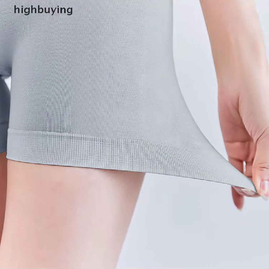 Hbvn Belle Quần Lót Boxer Ngắn Lưng Cao Không Đường May Màu Trơn Kiểm Soát Bụng Giữa Bụng Cho Nữ