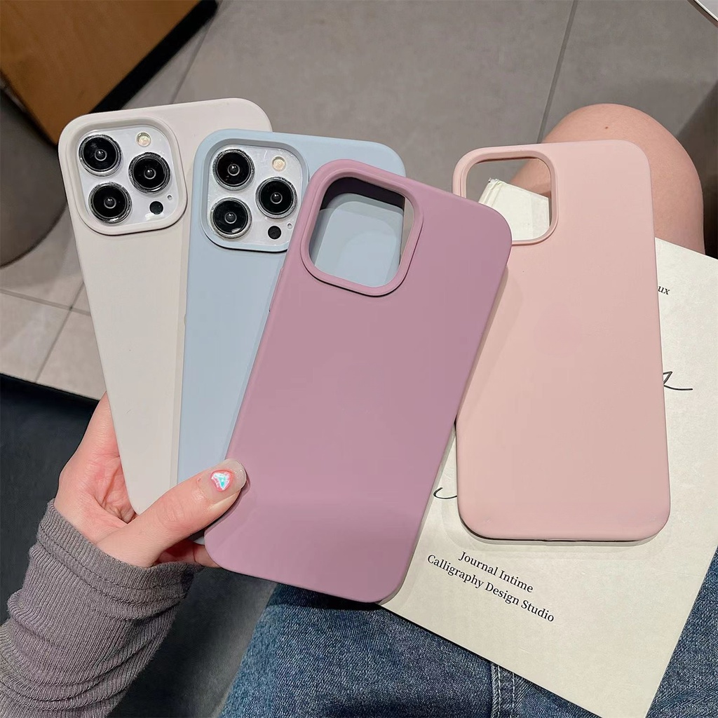 Ốp Điện Thoại Silicon Cát Chảy Màu Hồng Cho iPhone 14 PRO Max13 PRO Max i12 PRO 78 SE2 X XS Max XR 8 7plus 11 PRO Max